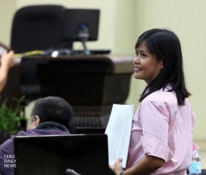 Councilor Mary Ann De los Santos during the Budget hearing. (CDN PHOTO/JUNJIE MENDOZA)