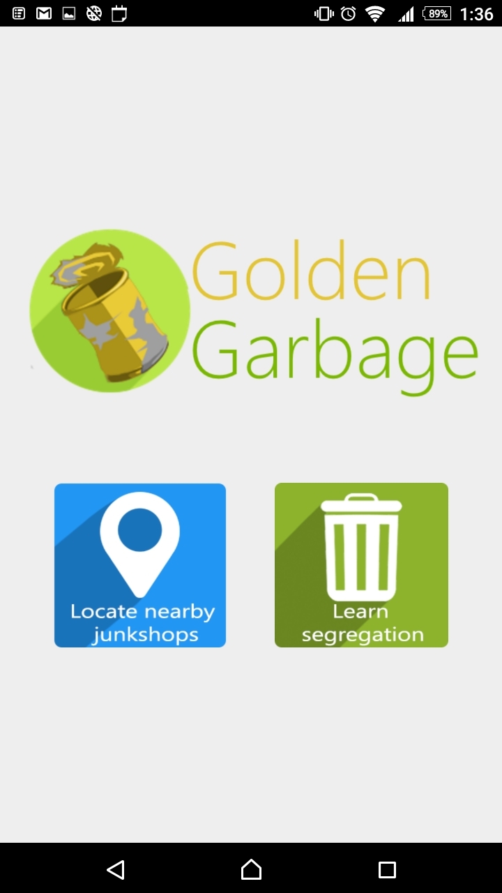 Golden Garbage Home Screen