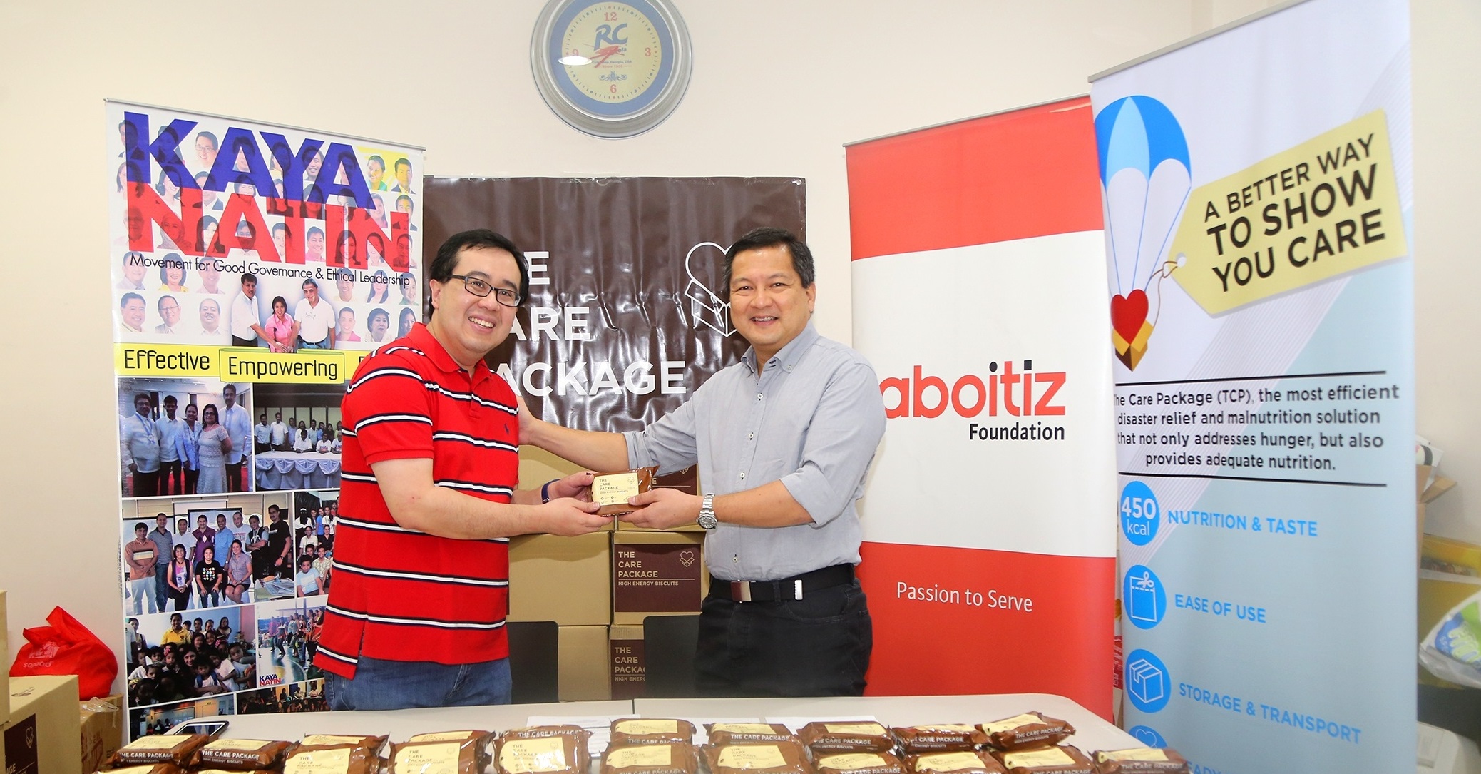 Aboitiz Equity Ventures First Vice President for Government Relations DJ Sta. Ana led the turnover of The Care Packages to Kaya Natin, represented by Lead Convenor and Trustee Harvey Keh, last January 3. (Contributed photo). 