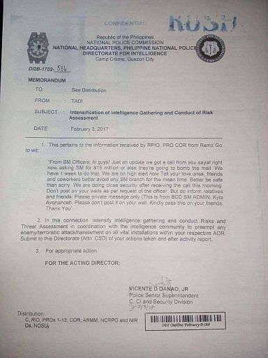 A copy of the memorandum circulated through the Internet.
