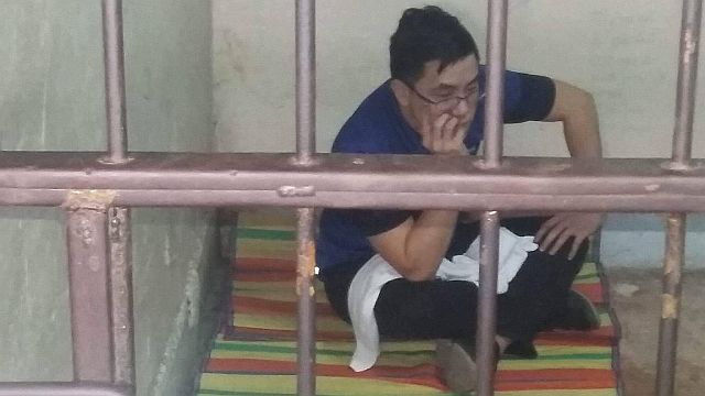 Road rage suspect David Lim Jr. entered the detention cell at 8:46 p.m. Tuesday. (CDN PHOTO/BENJIE TALISIC)