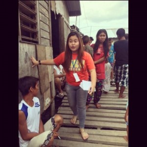 Correspondent Michelle Joy Padayhag on assignment in the Badjao community in Mambaling, Cebu City. 