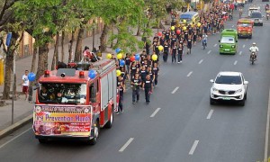 Personnel of the Bureau of Fire Protection in Central Visayas hold a motorcade to open the annual observance of Fire Prevention Month this March along Osmeña Boulevard.  (CDN Photo/Christian Maningo)