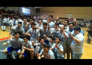 Members of the Sacred Heart School-Ateneo de Cebu celebrate at the Meralco gym after winning over San Beda in the finals of the NBTC Nationals. (Contributed)