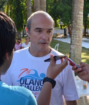 Jose Antonio Aboitiz, PBSP Visayas chairman, talks to reporters at the Olango Challenge. (CDN PHOTO/CHRISTIAN MANINGO)