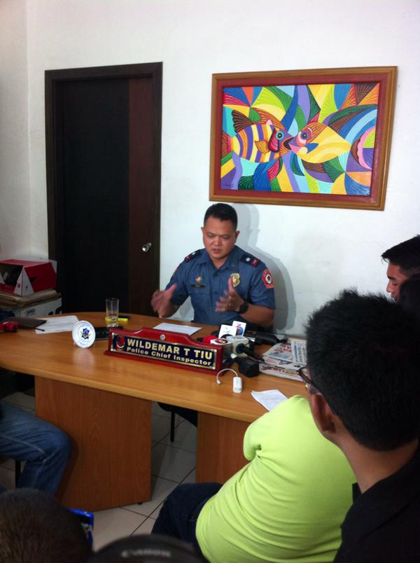 Police Chief Inspector, Wildemar T. Tiu during his press conference on allegations against him. (CDN/Marc Cosep)