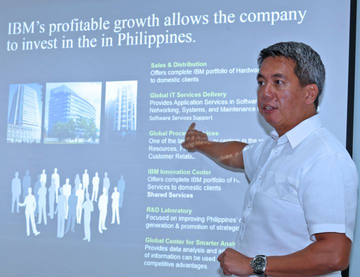 Luis Pineda, president and country general manager of IBM Philippines, discusses the growth of the company during the inauguration of their new office at the Cebu Business Park.(CDN/Junjie Mendoza)