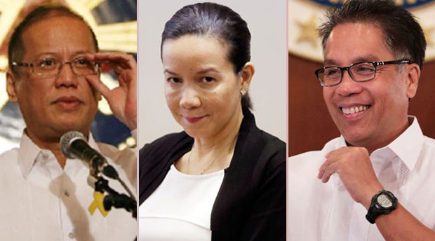 President Benigno Aquino III, Sen. Grace Poe and Interior Secretary Mar Roxas. (INQUIRER FILE PHOTOS)
