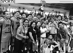 Members of the 7As Bakeshop celebrate their championship run in the Bayugan City Mayor's Cup Invitational Basketball Tournament in Bayugan City, Agusan del Sur.