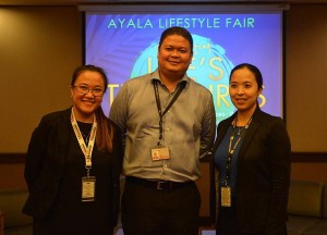 From left: Isuzu Cebu Inc. marketing officer Lizette Palermo-Olitres, Volkswagen Cebu branch manager Ren Dumaraos  and Honda Cars Cebu Inc. customer relations officer Lyn Divinagracia  represent their respective dealerships in the press conference for the Ayala Lifestyle Fair. (CDN PHOTO/CHRISTIAN MANINGO)