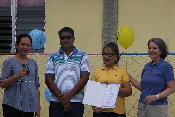 RAFI-DACF Executive Committee chairperson Maria Cristina Aboitiz (right) joins RAFI-DACF executive director Ma. Irish Andrino (left), Zaragosa barangay captain Rogelio Ybañez (second from left) and day-care worker Fe Gladys Mae Pepito during the turnover of a new day-care center. (Contributed)