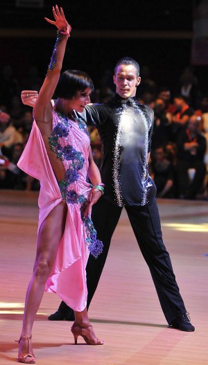 Spanish dancers Edgar Marcos Borjas and Alina Nowak win the Open Latin category of the World DanceSport Federation championship. (CDN PHOTO/CHRISTIAN MANINGO)