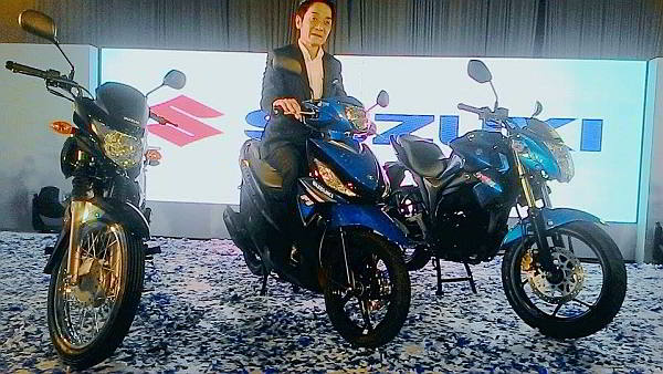 Suzuki Philippines president Hiroshi Suzuki sits on the Suzuki Address, one of three new models of the Japanese brand. (CDN PHOTO/ DALE ROSAL)