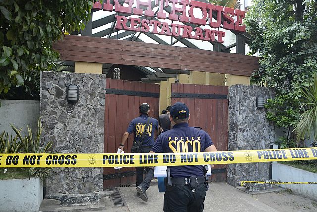 LIGHTHOUSE RESTAURANT INCIDENT/OCT. 21, 2015 Lighthouse Restaurant along Mango Ave., Cebu City temporarily closed to the public, following a shooting incident around 1:30 in the afternoon (CDN PHOTO/CHRISTIAN MANINGO)
