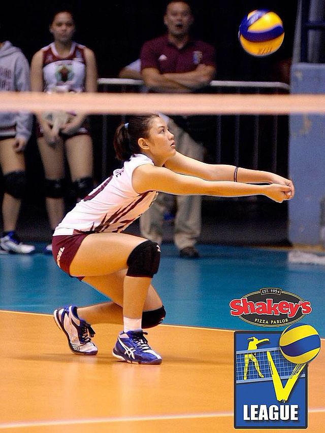 UP's Isabel Molde from Catmon. Cebu saves the ball in one of their games in the Shakey's V-League.