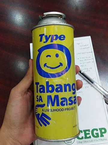 Refilled butane canisters bearing Type O campaign stickers are being sold in Tejero and Talamban.