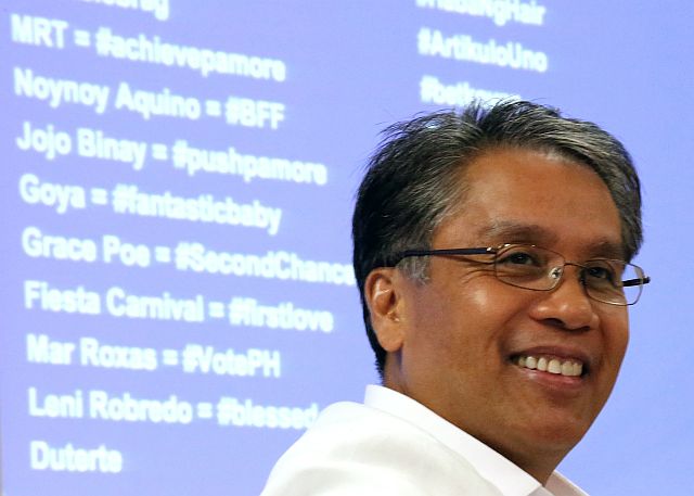 Liberal Party presidential candidate Mar Roxas answers questions during the Meet the Inquirer Multimedia Forum. (INQUIRER PHOTO)