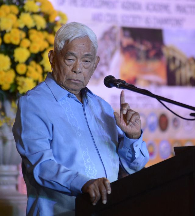 Former senator Aquilino "Nene" Pimentel, Jr., the father of the Local Government Code and Cooperative Development Authority, says federalism give equal share of power between the national government and the local government units. (CDN PHOTO/CHRISTIAN MANINGO)