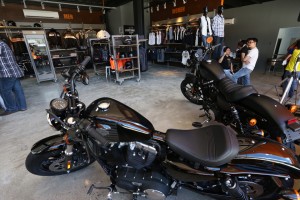 Some of the big bikes and Harley-Davidson apparel on display at the showroom.  CDN PHOTO/JUNJIE MENDOZA