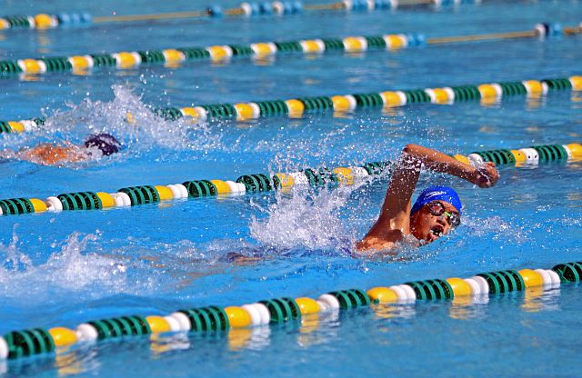 BATANG PINOY 2015/NOV.28,2015:Jobert Indaya of Cebu Province compete in the 200 meter freestyle of the swimming boys of Batang Pinoy 2015 at Cebu City Sports center.(CDN PHOTO/LITO TECSON)