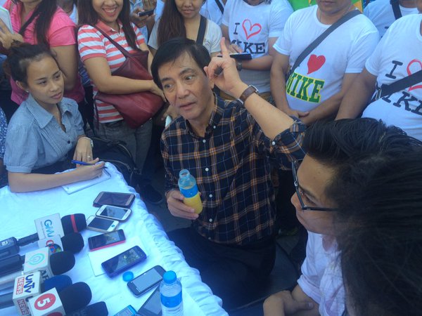 Suspended Cebu City Mayor Michael Rama answered questions from reporters during the press conference held at the City Hall grounds after his speech.