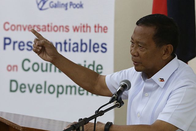 Presidential candidate Jejomar Binay speakS during the Galing Pook conversations with the presidentiables on countryside development at the Ateneo De Manila University. (INQUIRER PHOTO)