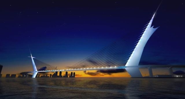 A concept design of the proposed 3rd Cebu-Mactan Bridge by students and architects of the University of San Carlos in September 2013. But the actual design and construction by Metro Pacific Tollways Development Corp. will be different. They have yet to release in public photos or sketches of what they want to build.