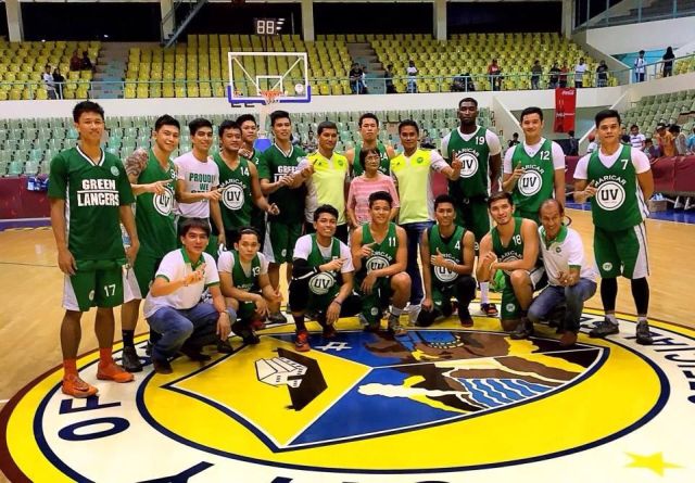 The University of Visayas Green Lancers at center court after beating UNO-R in Ormoc.