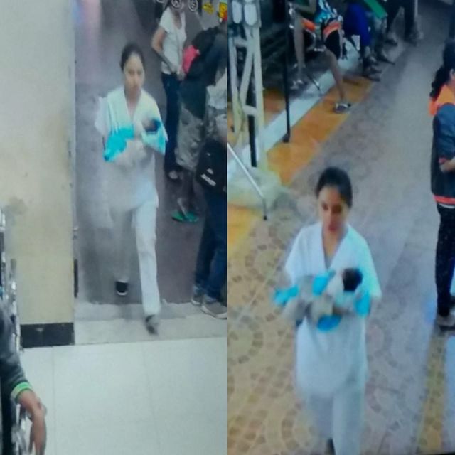 A CCTV footage showing the woman carrying the two-day old baby. (CONTRIBUTED PHOTO)