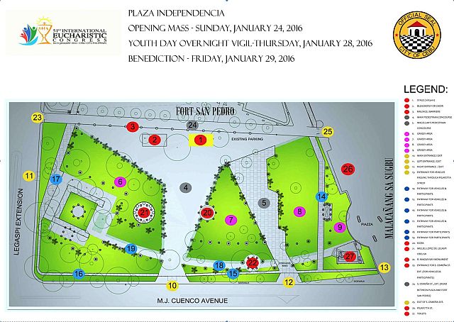 Layout of the Mass at the Cebu Plaza Independencia