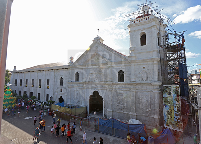 Not full restoration but a reconstructed belfry with concrete walls and foundation is ready for the Sto. Nino fiesta whose novena Masses start on Thursday. (CDN PHOTO/JUNJIE MENDOZA)