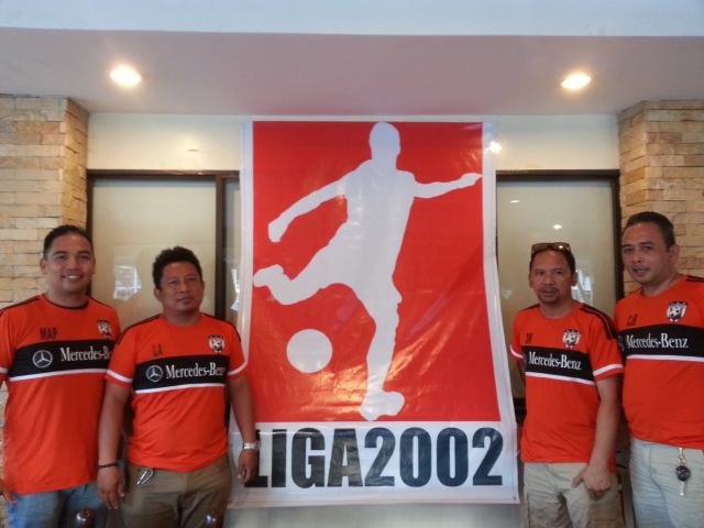 Organizers show the banner for the upcoming Liga 2002 slated February 25-27 at the Paref Springdale Football Field. (CONTRIBUTED)