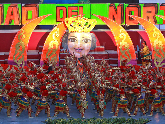 Dancers from Lanao del Norte showcase their winning performance in the Free Interpretation category during yesterday's awarding ceremonies at the Cebu City Sports Complex. (CDN PHOTO/LITO TECSON)