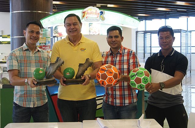 Organizers of the Thirsty Football Cup (from left) John Pages, Bunny Pages, Chad Songalia and coach Glenn Ramos. (CDN PHOTO/CHRISTIAN MANINGO)
