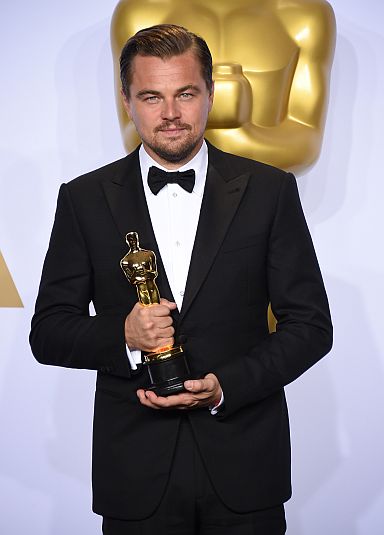 Leonardo DiCaprio poses in the press room with the award for best actor in a leading role for The Revenant at the Oscars on Sunday, Feb. 28, 2016, at the Dolby Theatre in Los Angeles. (Photo by Jordan Strauss/Invision/AP)