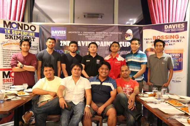 Tournament officials of the 2nd Davies Paints Cup gather during the press launch of the basketball tournament last Thursday at the Azon Residences. (CONTRIBUTED)