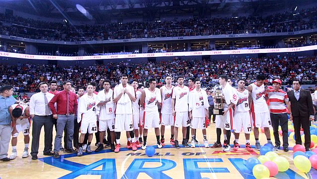 The Alaska Aces receive their runner-up trophy after the PBA Philippine Cup Finals held earlier this month. The Aces see action for the first time this conference.