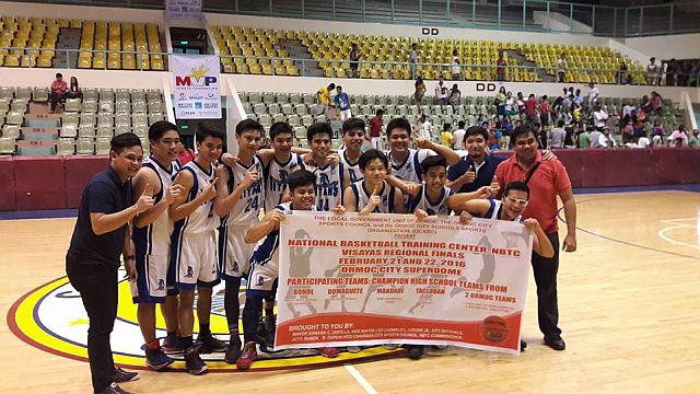 The Paref-Springdale Titans celebrate after winning the Division 2 title in the NBTC Visayas Regionals at the Ormoc Superdome. (CONTRIBUTED)