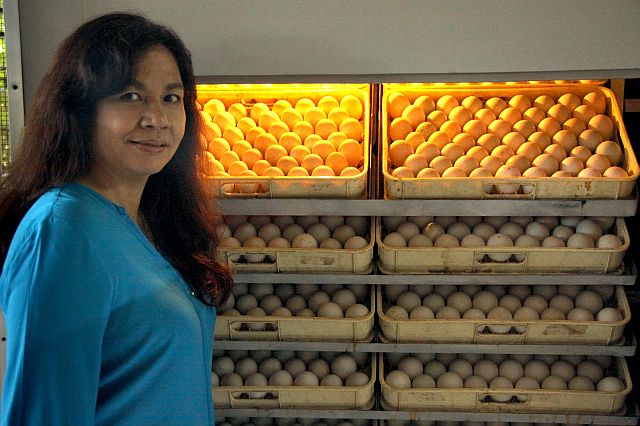 Marian Baitiquin and her duck eggs.