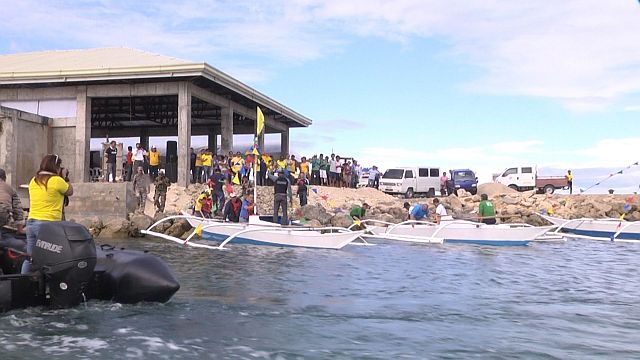 Yolanda-affected fishermen receive pumpboats from the Cebu Provincial government. (CONTRIBUTED)