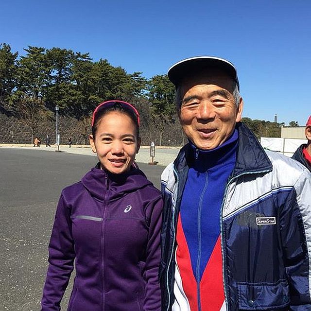 Mary Joy Tabal (left) with Japanese legend Olympian marathoner Akio Usami in a photo from the former’s Instagram account.