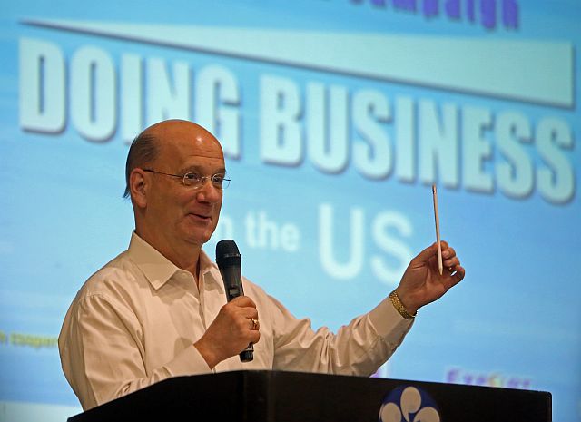 DOING BUSINESS IN US/APRIL 05,2016:Nicholas Lea Johnson President and CEO Asia Etc. talk on Market Opportunities in the US for FMCG (Fast Moving Consumer Goods) during the Doing Business with the US at Park Lane hotel. (CDN PHOTO/LITO TECSON)