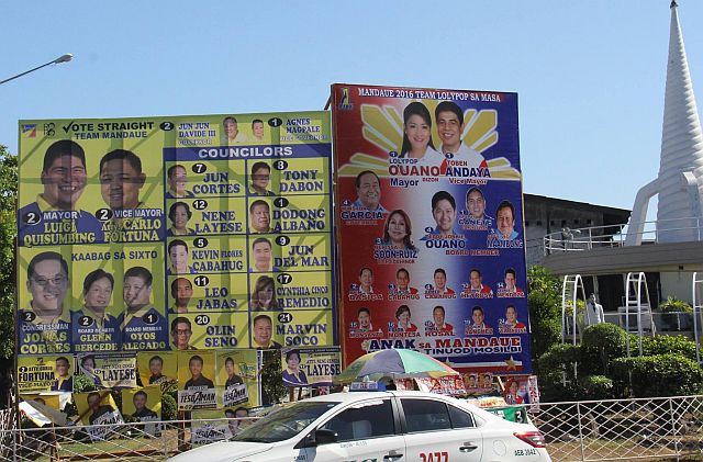 POLITICAL POSTERS: Political posters were posted at the mandaue City plaza as the commond poster area. (CONTRIBUTED/MANDAUE PIO)