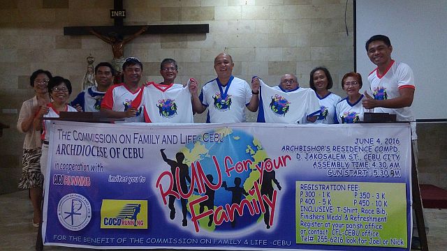 Organizers of the first ever "Run For Your Family" proudly showcased the official race singlet for the foot race scheduled on June 4 that will be held at the Archbishop Palace compound. (CDN PHOTO/GLENDALE ROSAL)