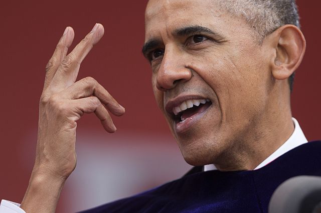 President Obama speaks during Rutgers University's 250th anniversary commencement ceremony. (AP)