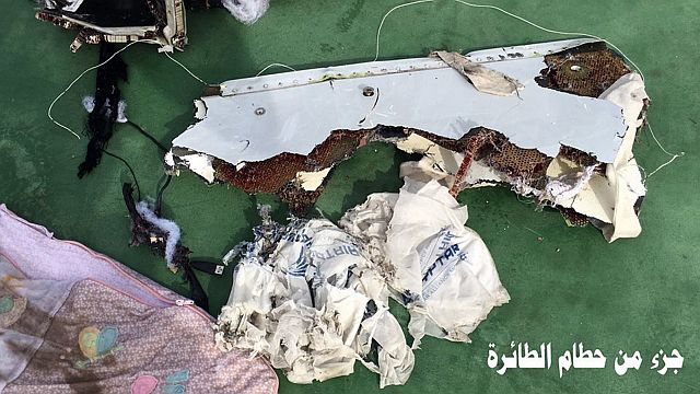 This picture on the official Facebook page of the Egyptian Armed Forces spokesman shows part of the wreckage from EgyptAir flight 804. (AP)