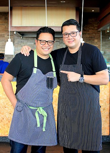 Chef Dale Talde (left) and Azure   Beach Club’s Executive Sous Chef Godfrey Laforteza