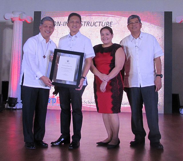 Outgoing DepEd Secretary Bro. Armin Luistro (from left), City Savings President and CEO Catalino Abacan, DepEd Assistant Secretary Tina Ganzon and DepEd Undersecretary for Partnerships and External Linkages Mario Deriquito during the Adopt-a-School  Partners Appreciation. (CONTRIBUTED)