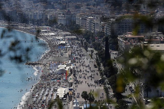A view of the famed Promenade des Anglais, the scene of Thursday’s attack in Nice, southern France, Sunday.