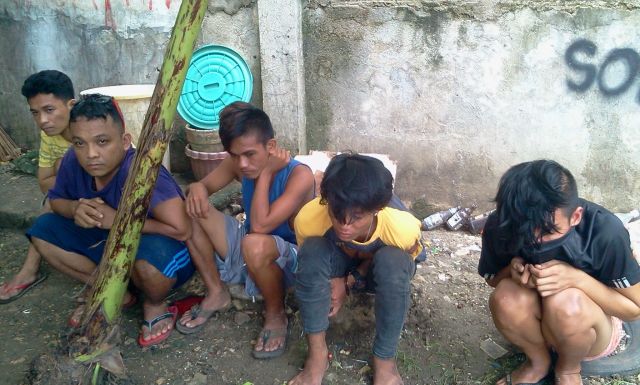 The seven people that were arrested at Barangay Pajo, Lapu-Lapu City. (CDN PHOTO/ NORMAN MENDOZA)